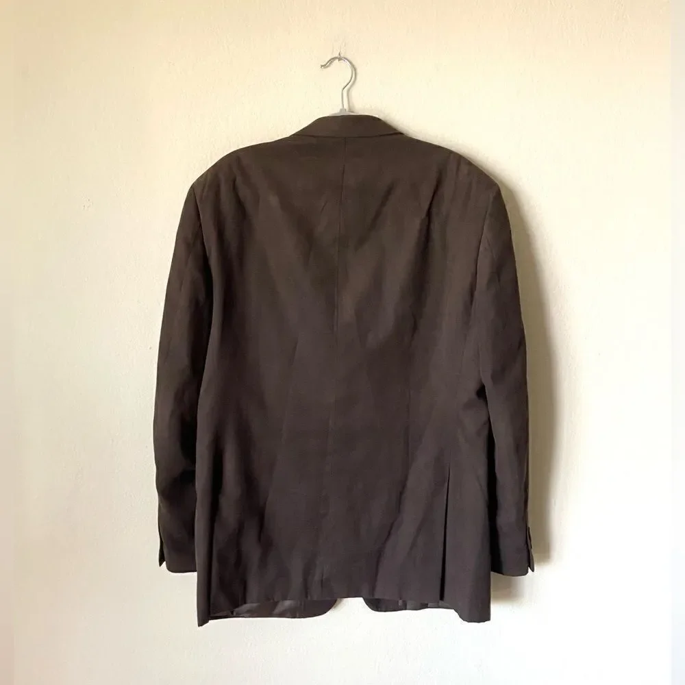 Apt 9 Notch Suede Brown Blazer Collar Faux Size 44L